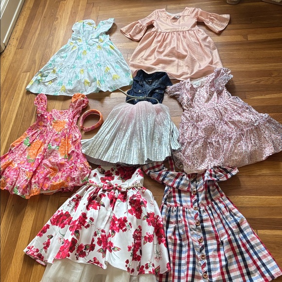 Other - Girls Mixed Dress Bundle - Floral, Plaid & Metallic size 6
